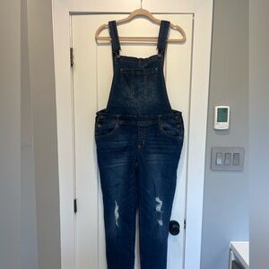 Womens Ripped Denim Jumpsuit Super Comfy Stretch Jeans Overalls - Wallflower L